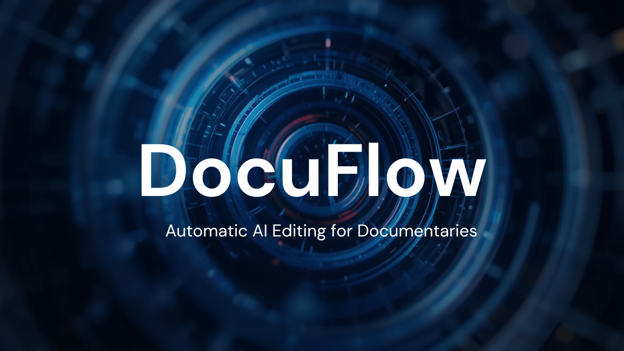 DocuFlow interface showing the AI-powered documentary editing pipeline